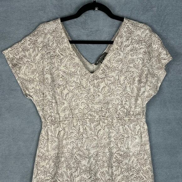 Tommy Bahama Dress Womens Medium Brown Floral Linen V Neck Resort Beach Tropical - Picture 2 of 12